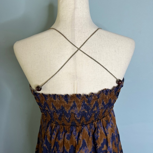 Banana Republic 2000's Midi Dress Brown Sleeveless Boho Flowy Size 4 - Picture 7 of 10